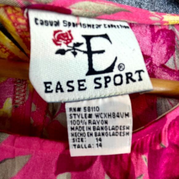 Vintage Ease Sport Shift Dress Womens 14 Pink Yellow Play Bright Boho Cheerful - Picture 4 of 6